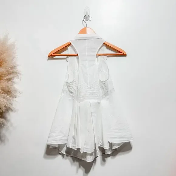 ALLSAINTS SPITALFIELDS White Cotton ECHO Top Size XS Peplum Collared - Picture 3 of 7